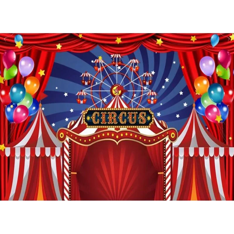 Circus Animal Trainer e Acrobat,Carnival Show Photography fondali Stage Clown acrobazie sfondo Cartoon Photo Booth Prop