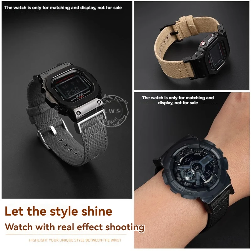 Correa de reloj de lona de nailon modificada para Casio G-SHOCK GA110/100/120 GM/GA2100 DW-5600 GW-B5600 GW-M5610 correa de reloj deportiva para hombre