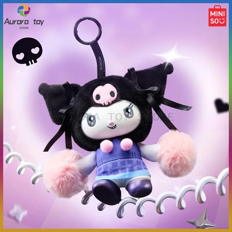 

New MINISO Pendant My Melody Kuromi Heartbeat Lens Series Plush Doll Keychain Kawaii Bag Hanging Pendant Custom Halloween Gift