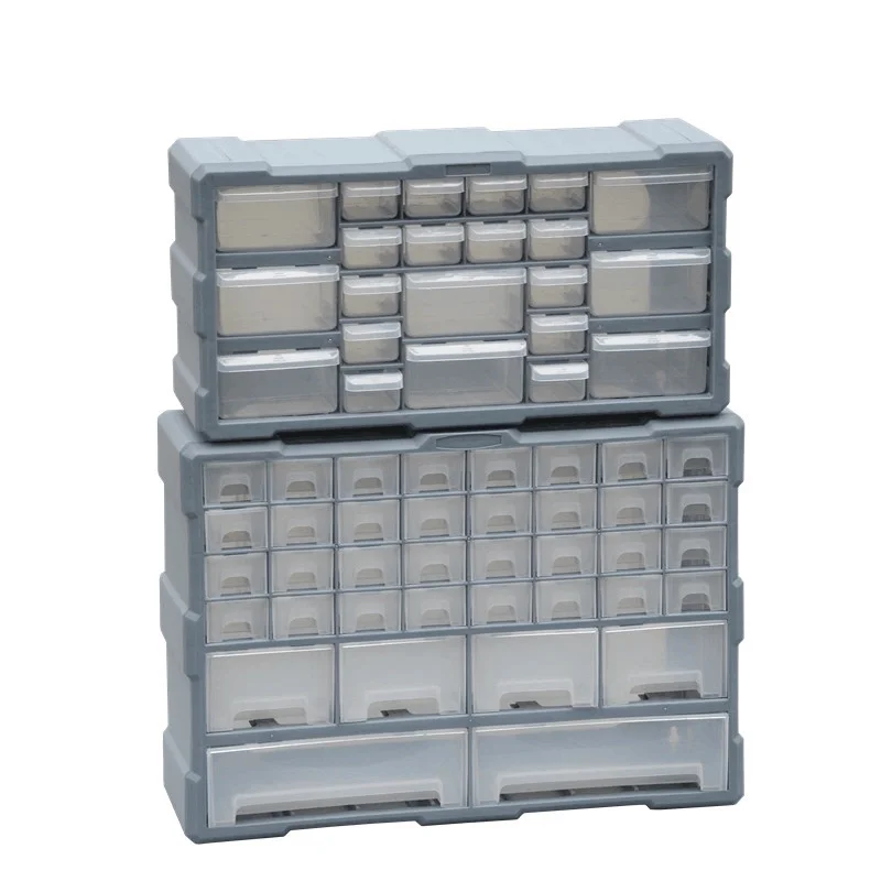 All Gray Desktop Miscellaneous Storage Box Plastic Drawer-Type Compartment Parts Tool Box Classification Organization Household
