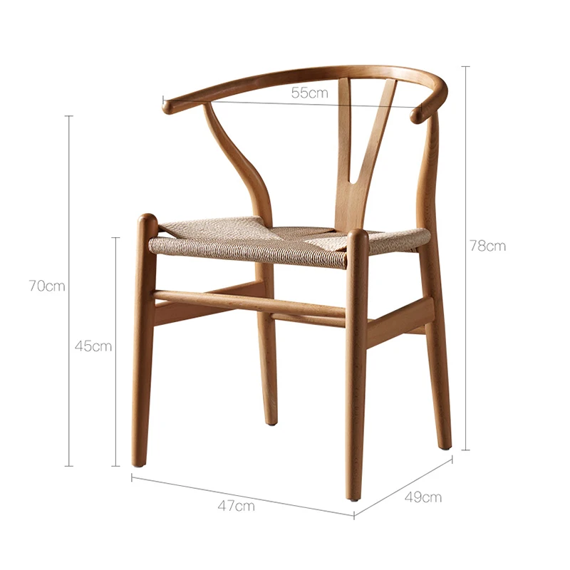 Nordic solid wood dining chair home leisure backrest armrest teacher chair simple horn chair cafe log y chair