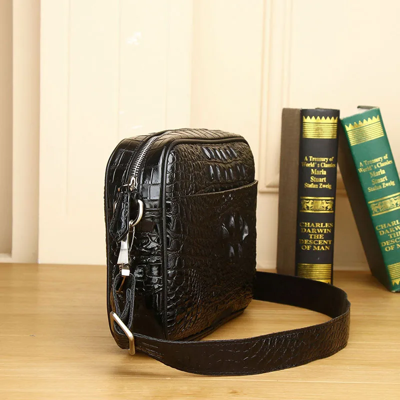 Genuine Leather alligator pattern men's briefcase business bag fashion men's bag  large capacity shoulder messenger bag