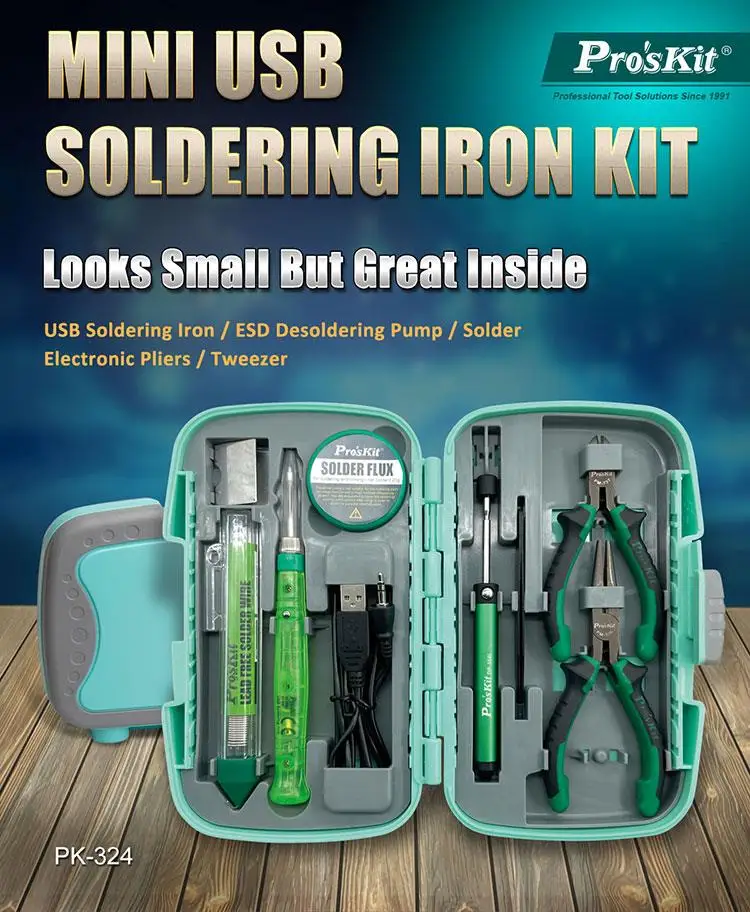 9 in 1 PK-324 Mini USB Soldering Iron Kit with USB Soldering Iron Suitable for Precision Electronic Computer Motherboard Repair