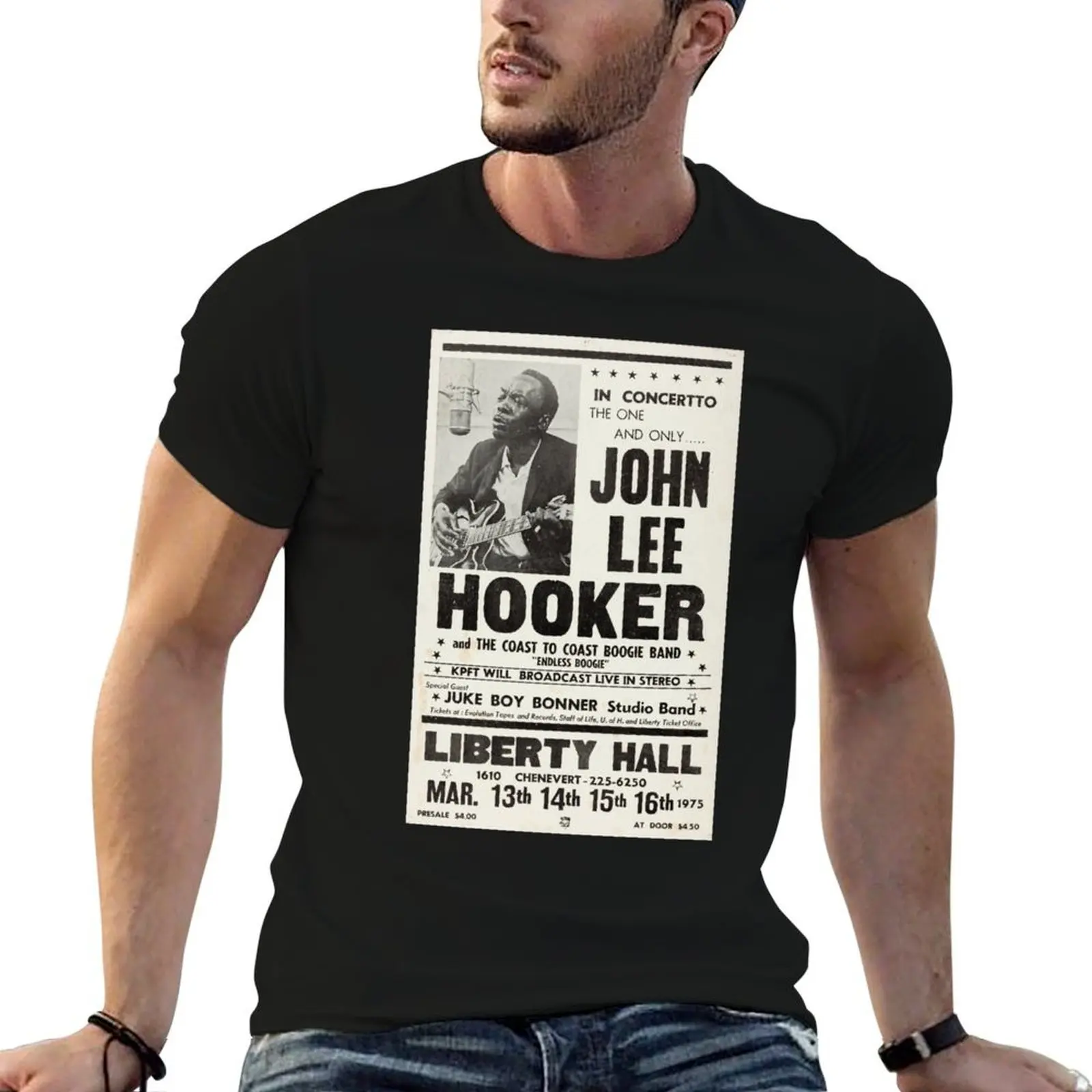

John Lee Hooker blues concert poster T-Shirt t shirt man designer man t shirt cotton graphic t shirts for man T-shirt