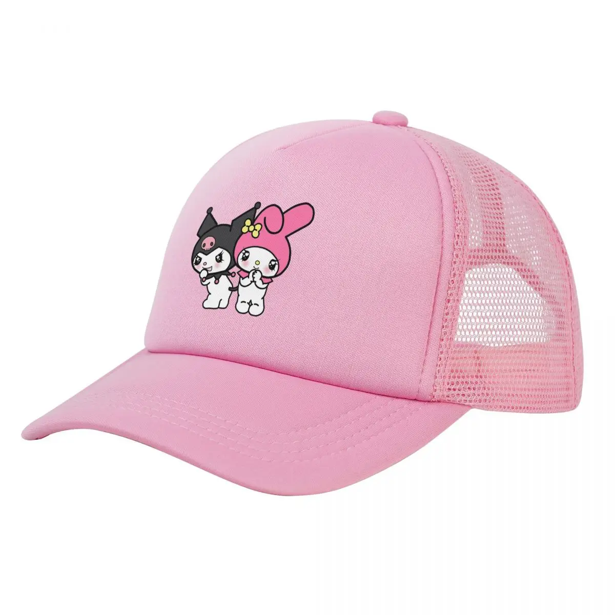 Kuromi & My Melody Mesh Baseball Caps Unisex Fashion Sun Hat Hats Breathable Polyester Fishing Hat Autumn Trucker Hat