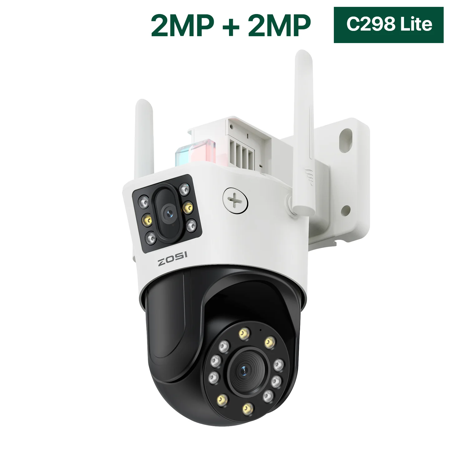 ZOSI C298 8MP / 4MP Dual-Lens Bekabelde WiFi PTZ-beveiligingscamera Buiten Groothoek 8X hybride zoom AI-detectie 360-bewakingscamera