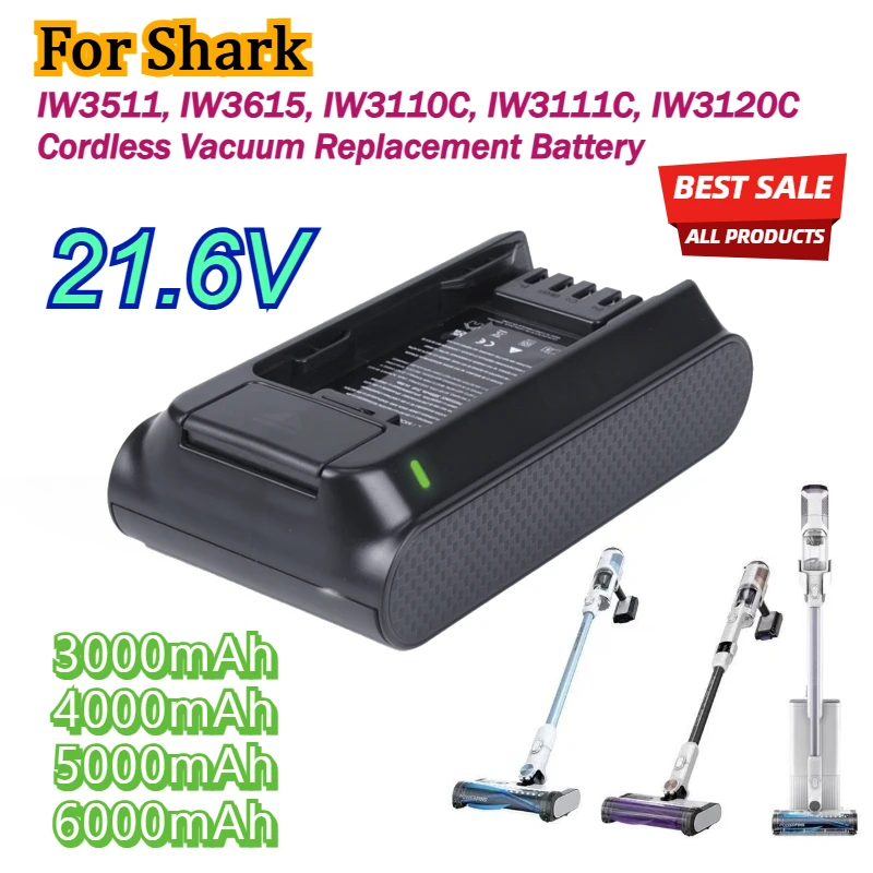 

21.6V 3.0Ah-6.0Ah Rechargeable lithium ion battery for Shark IW3511 IW3615 IW3110C IW3111C IW3120C XBTR625KSL XBTR625KSLEU