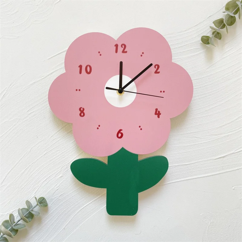 

Nordic Flower Wall Clock Wood Artistic Mute Silent Clocks Ornaments Living Room Home Decor Furnitures Noiseless Quartz Watches