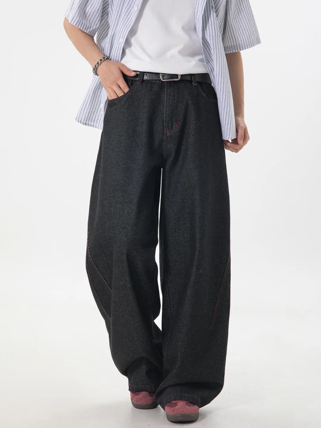 

Мужские джинсы Original Color: новая весенняя коллекция, японский ретро-стиль, повседневные, свободного кроя, прямые брюки, средняя посадка, на пуговицах