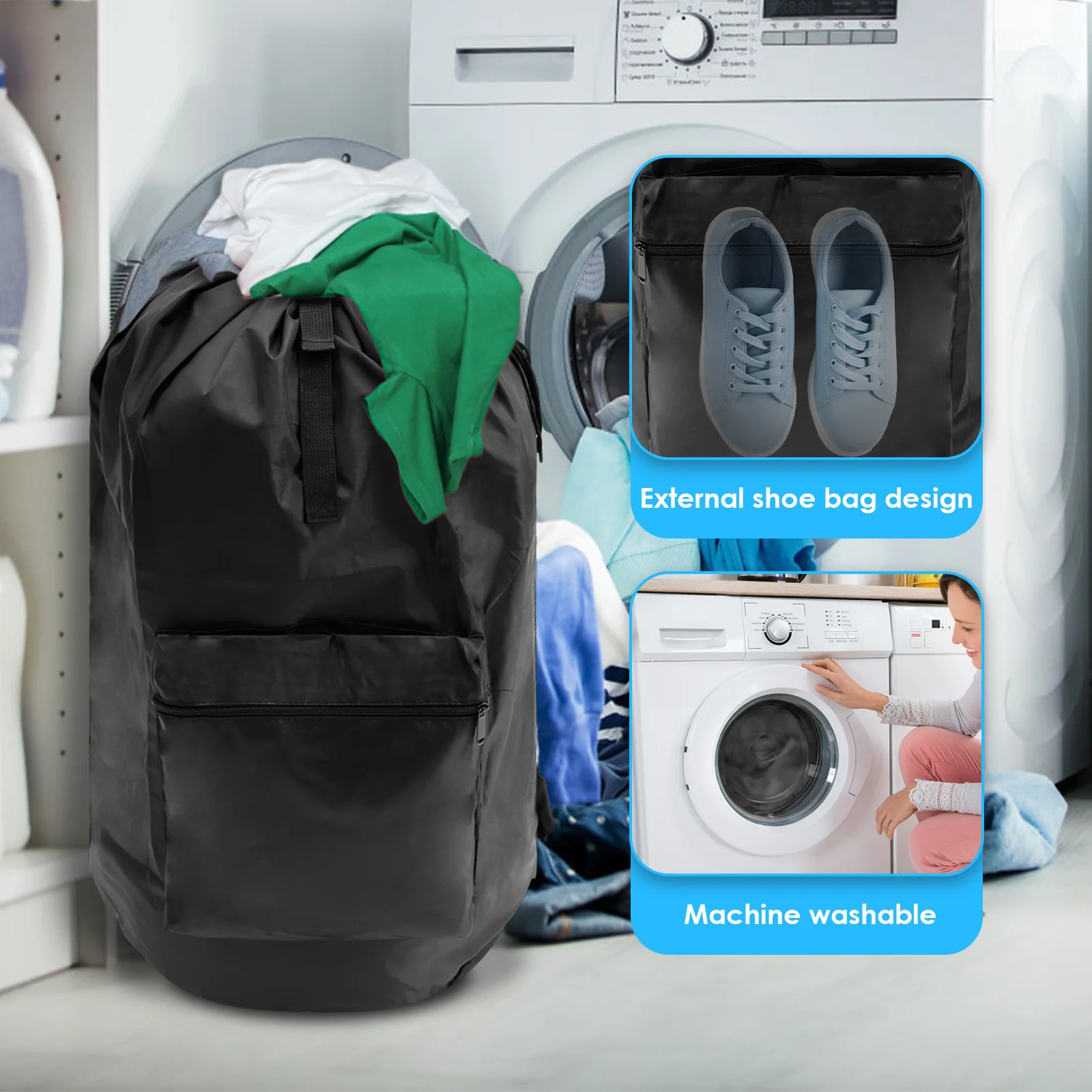 

Рюкзак для стирки, сумка из ткани Оксфорд, с ремнями на плечо, корзина на шнурке для стирки, сумка для hone Dorm Travel