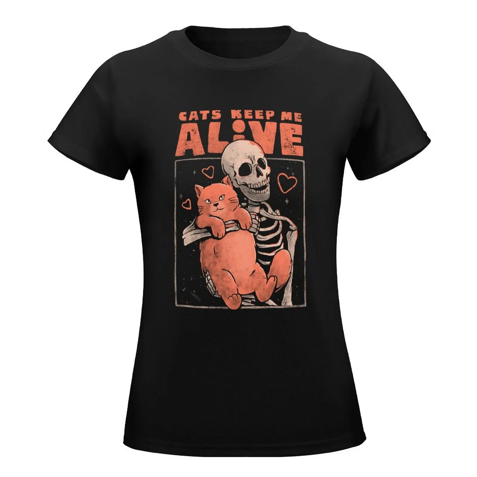 Cats Keep Me Alive - Dead Skull Evil Gift T-Shirt vintage plus size tops Short sleeve tee western t shirts for Women