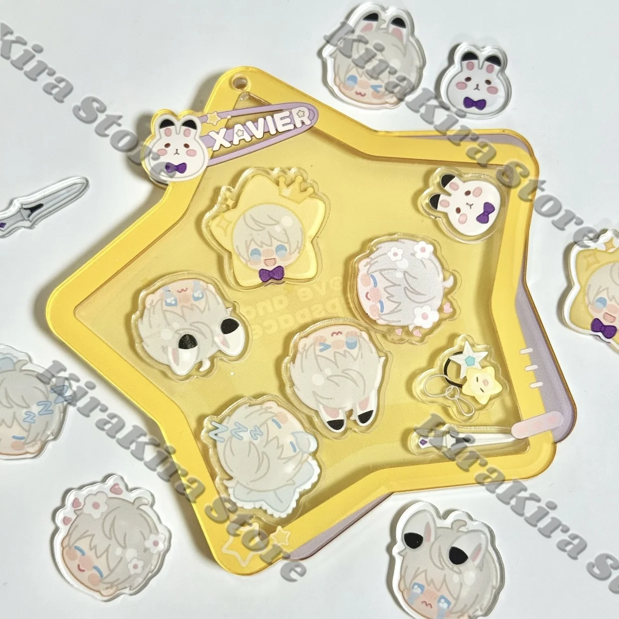 Zayne 키 체인 아크릴 가방 펜던트 사랑과 Deepspace Rafayel Xavier Sylus 독창성 Anime Shake Shakes Keyring Caleb Decor