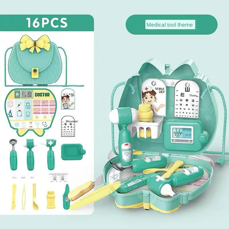 Mochila de casa de juegos para niños, juguete de simulación, caja de Cine Médico cosmético, bolsa de hombro para niñas, regalos de juego