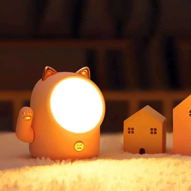 Сенсорный ночник с котом, USB зарядка для детей, красочная Праздничная креативная лампа для сна, настольное украшение
