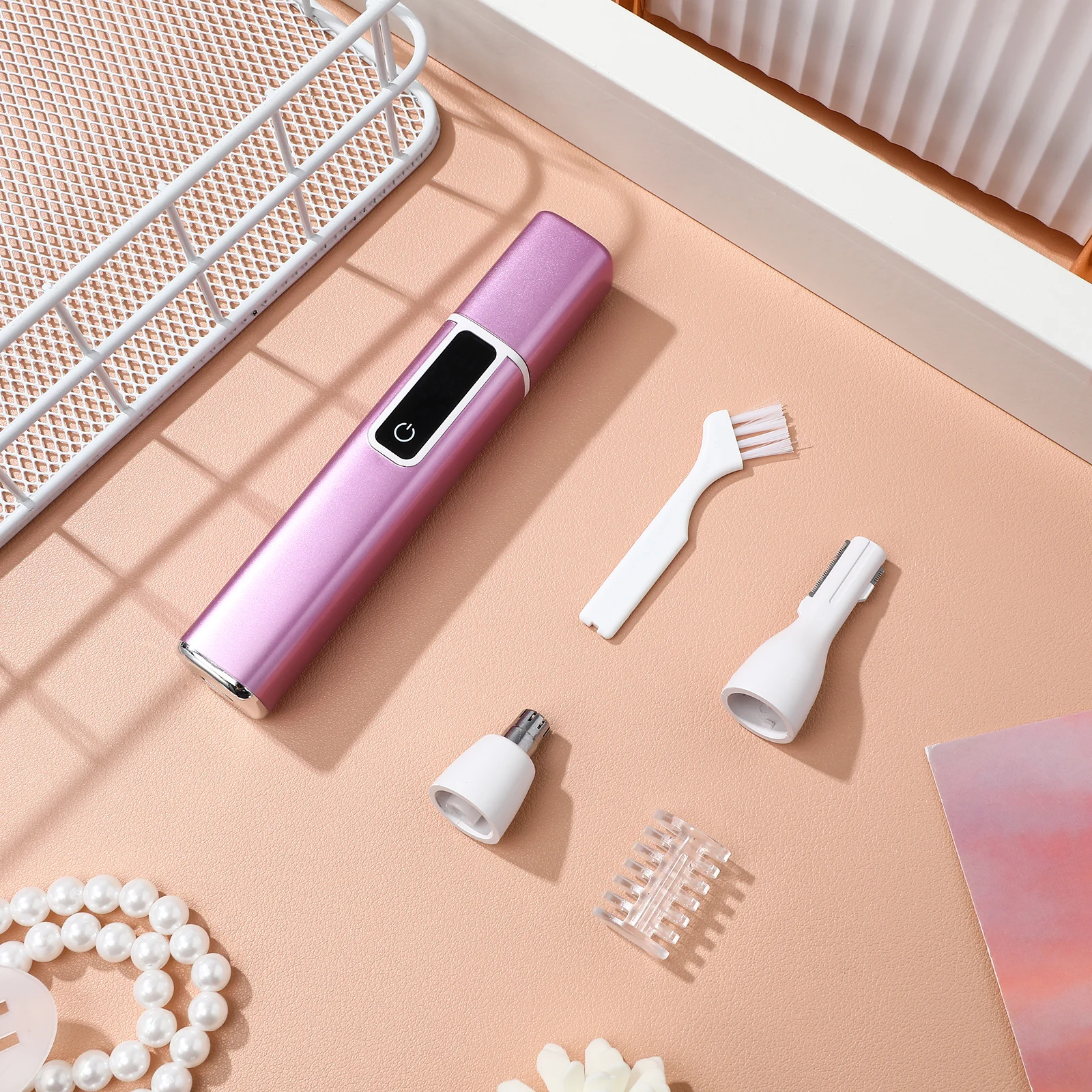 

1 Set Electric Facial Trimmer For Women Rechargeable Portable Hair Remover Adjustable Speed Digital Display Multi-Function Nose