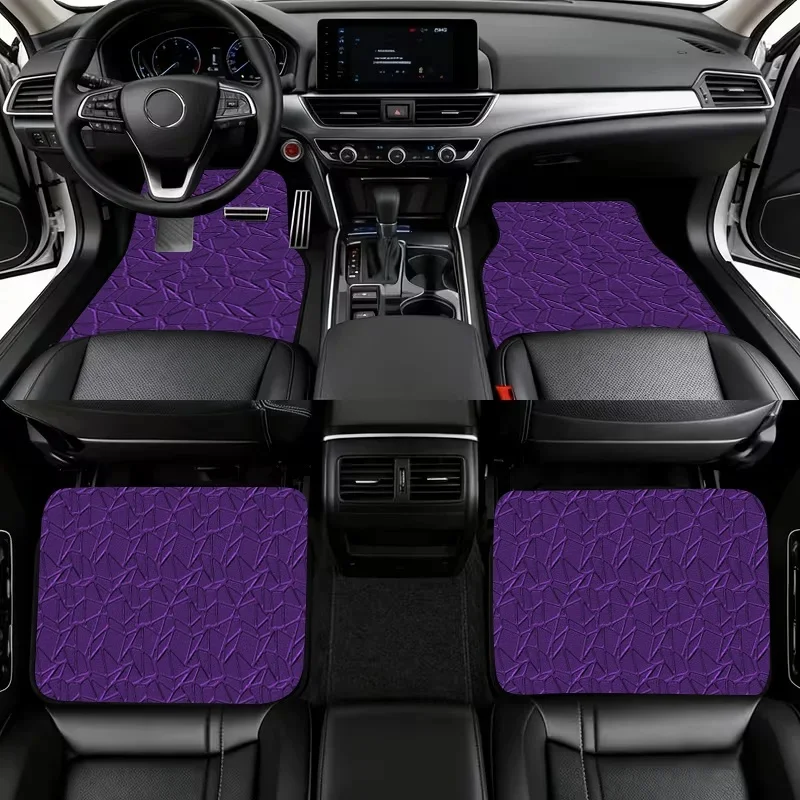 2pcs/4pcs Full Coverage Purple Crackle Pattern Printed Car Mats, All-Season Universal Fit, XPE Anti-Slip Wear-Resistant Car Floo 6
