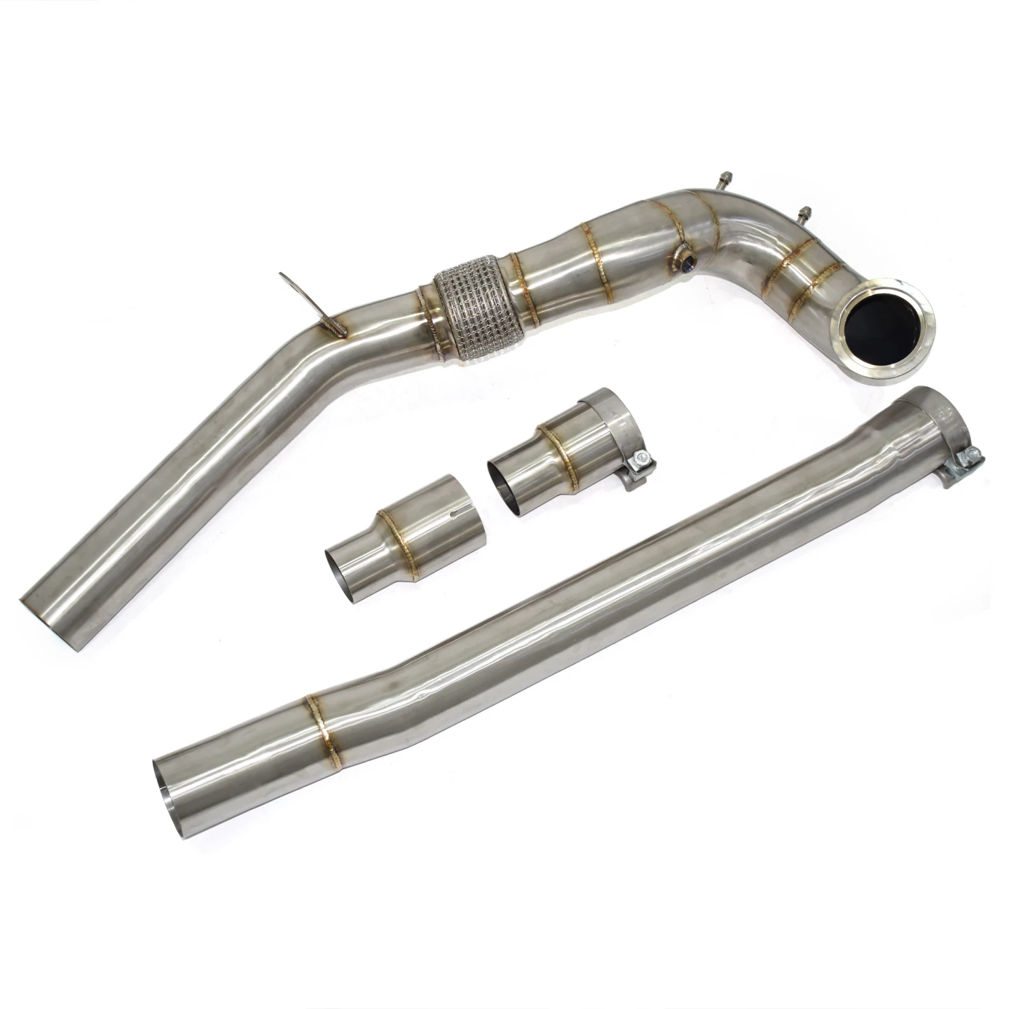 For DEX Volkswagen Golf MK7/MK7 R 1.4T Premium Exhaust Downpipe Silver 1.5mm Thick Stainless Steel High Quality Smooth Finish