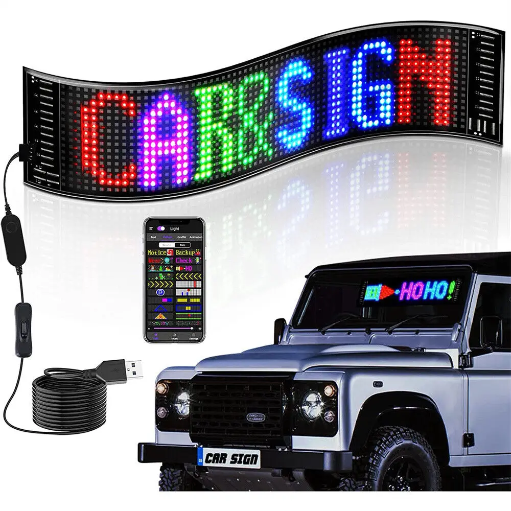 

Car Flexible LED Soft Ccreen Programmable LED Sign Custom Smart Phone APP Control USB Car LED Advertising Screen Scrolling