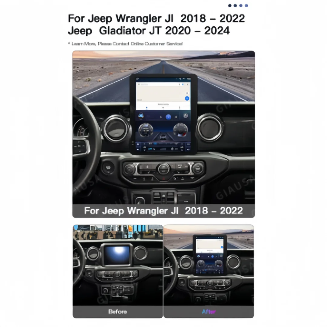 

12.1“ For Jeep Wrangler JK 2018-2023 Android 14 Car Radio Autoradio Stereo Receiver GPS Navigation Multimedia Player Head Unit