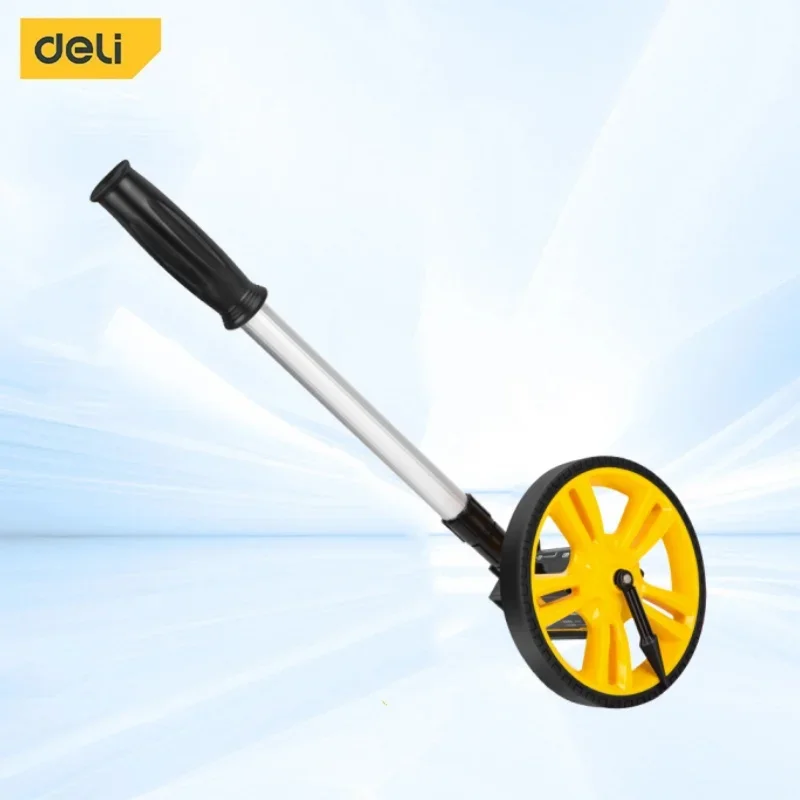 

deli 159mm Diameter Adjustable Measuring Wheel Tape Measure Handheld Mechanical Wheel Range Finder Long Distance Meter 0-9999.9m