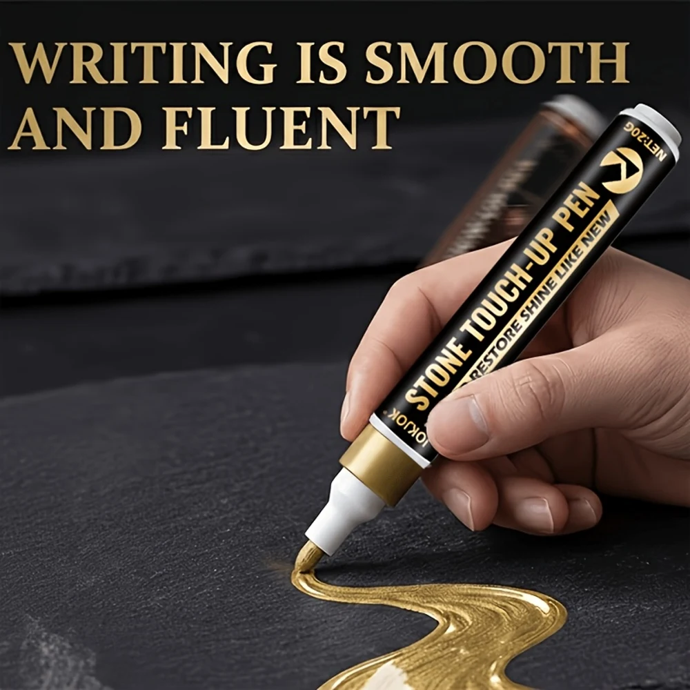 Golden Tombstone Renewal Pen - Water-Resistant, Fast-Drying, And Colorfast, Perfect for Revitalizing Worn Inscriptions on Granit view 2
