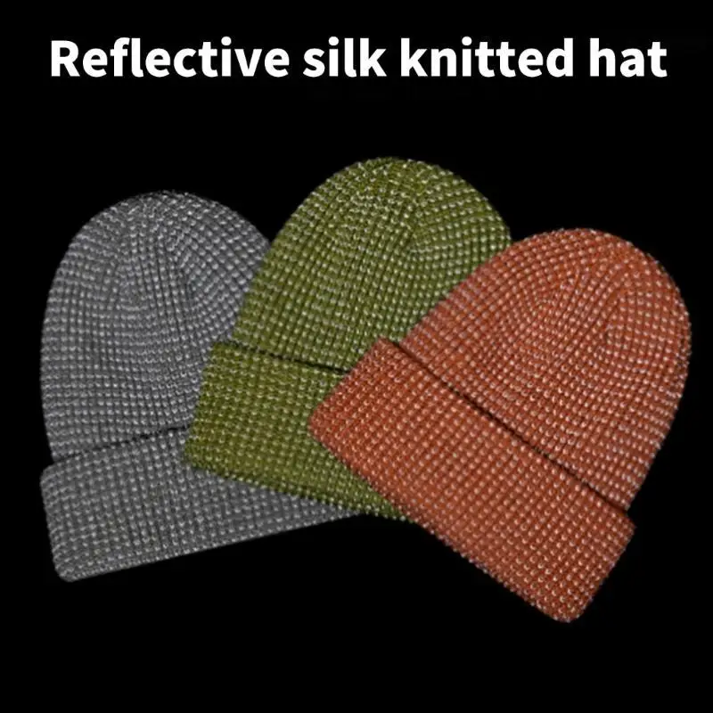 قبعة محبوكة متعددة الاستخدامات A52E لعشاق الهواء الطلق أثناء الليل، قبعة جمجمة عاكسة للضوء #5