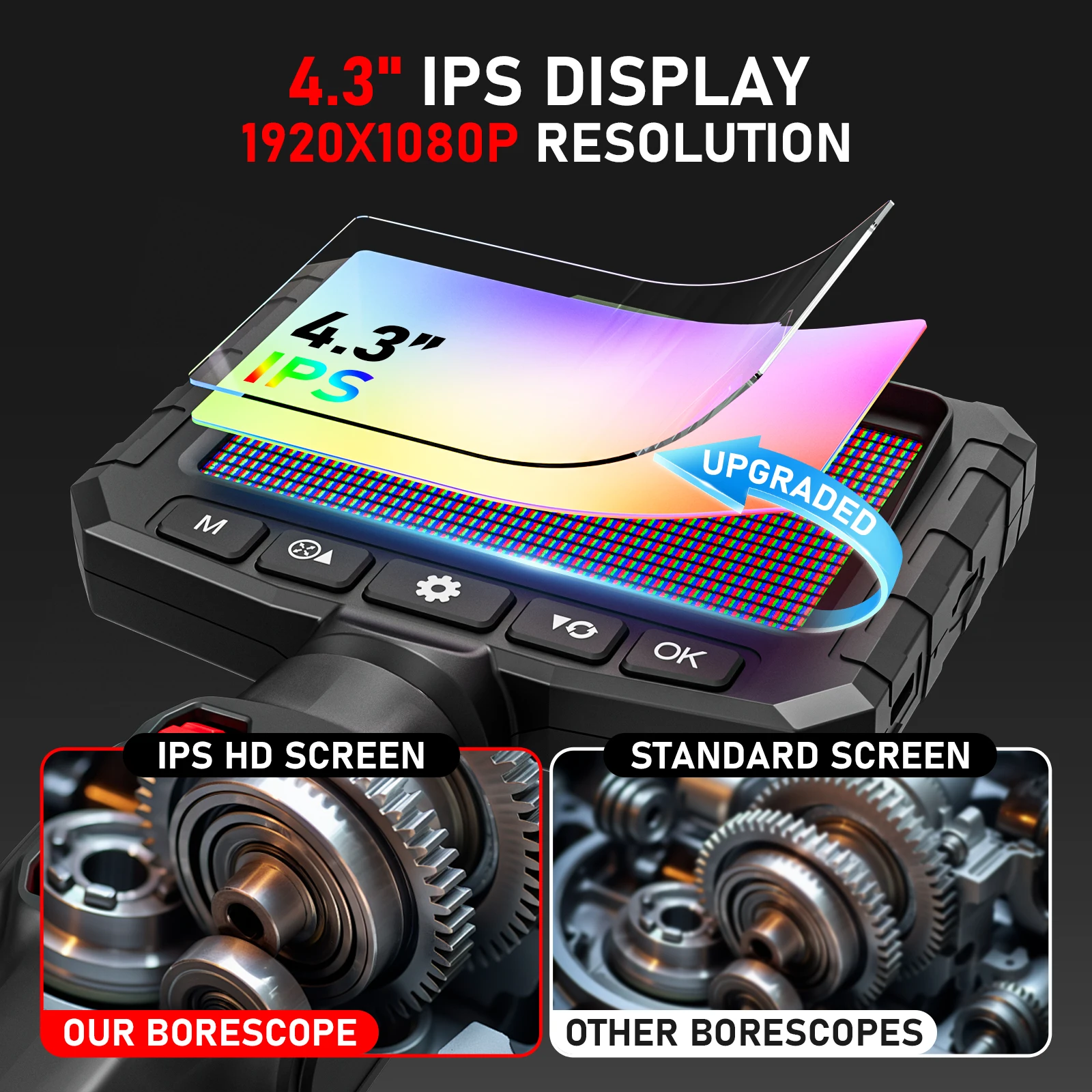 Two-Way Articulating Borescope Camera with Light: 3.9mm/6mm Industrial Endoscope Inspection Camera with Articulated Prob