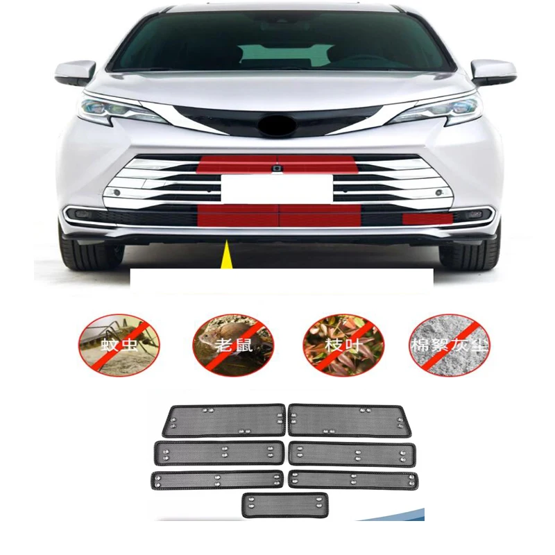 

Для Toyota Sienna 2021 2022 2023 стальные аксессуары Передняя решетка для защиты от насекомых сетчатая вставка защитные крышки отделка