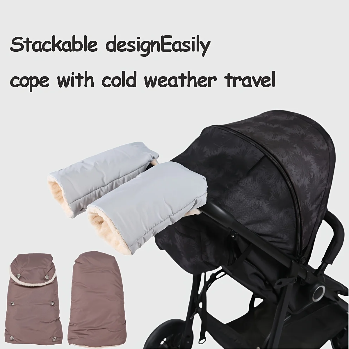 Baby Stroller Mittens Winter Warm, Waterproof Windproof Coldproof Thick Fleece Gloves for Pram Handlebar Covers Pushchair