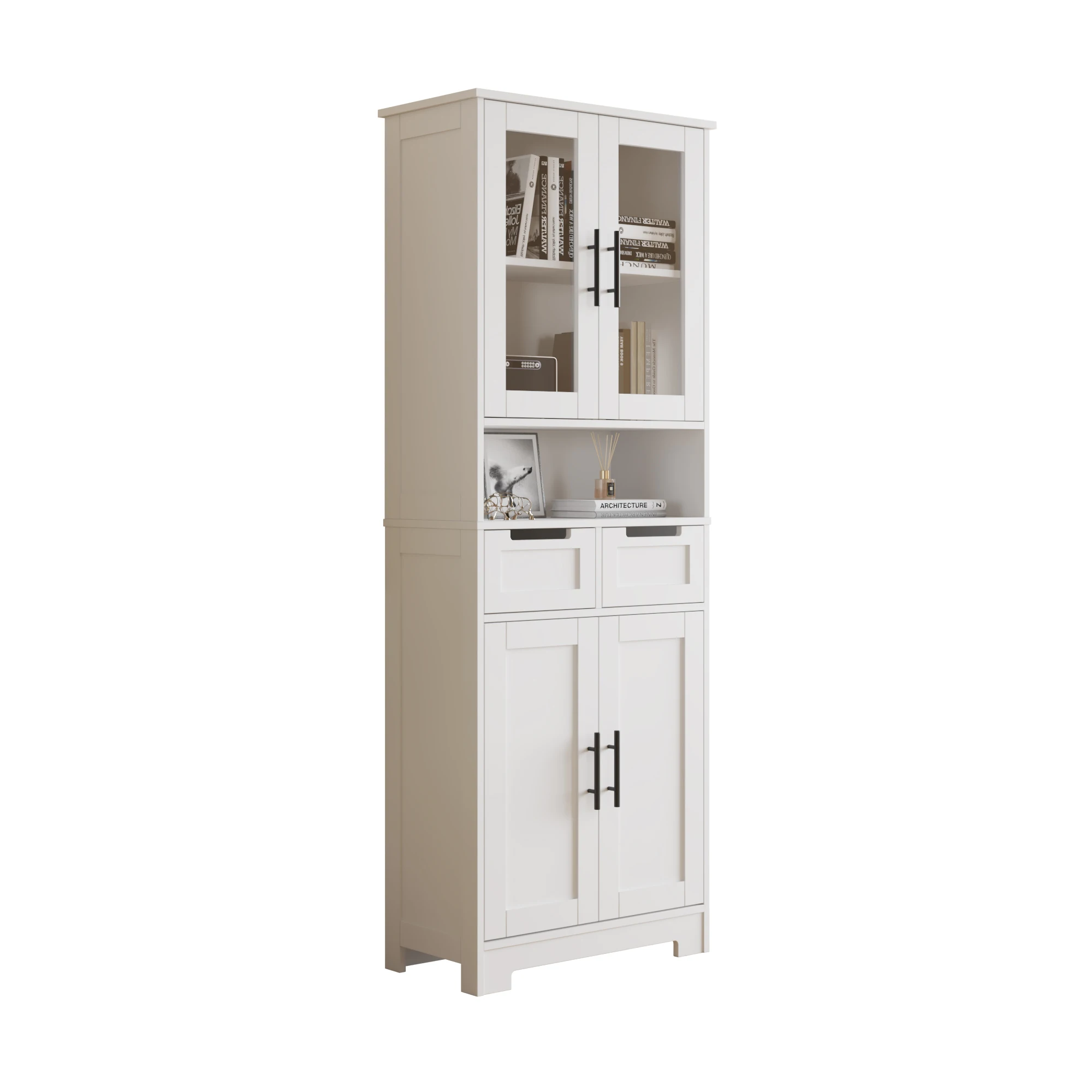 Spray Paint 4 doors and 1 draw Bathroom Cabinet White Multi-scenario Application Large Storage Space Easy To Install