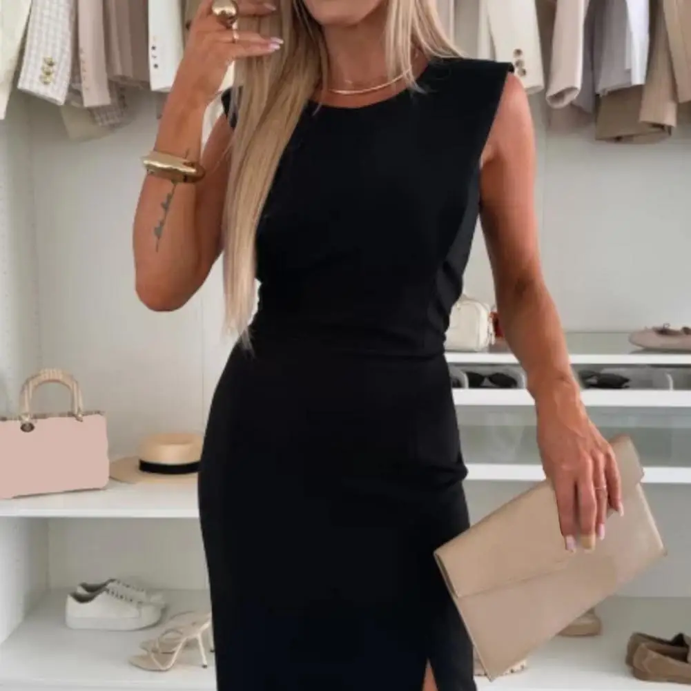 Abiti estivi alla moda 2025 Abiti da donna Mini abito aderente senza maniche Bianco Rosso Abito nero Abiti da vacanza Divisi