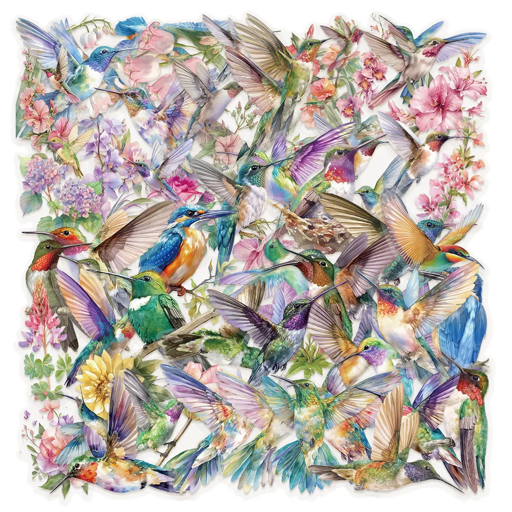 50Pcs hummingbird Stickers Creative Phone Community Skateboard DIY Fashion Dormitory Chambre Nostalgic Waterproof Sticker