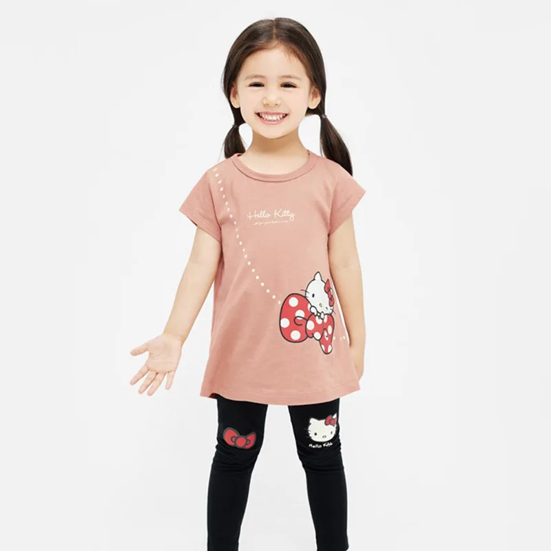 Kawaii Anime Melodie Cinnamoroll Kinderen Korte Mouwen Zomer Meisjes Katoenen T-Shirt Kuromi Anime Cartoon Print Tops Schattige Kinderkleding