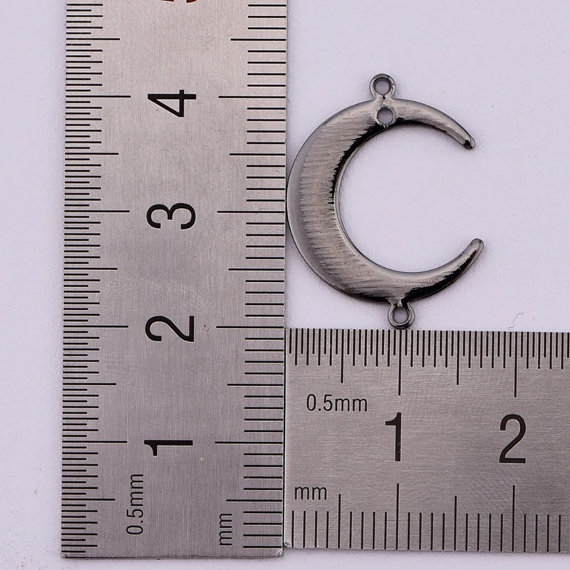 22 * 16.5mm Perforated Copper Double Pendant Glossy Moon Earrings Pendant Bracelet Necklace DIY Jewelry Making Accessories