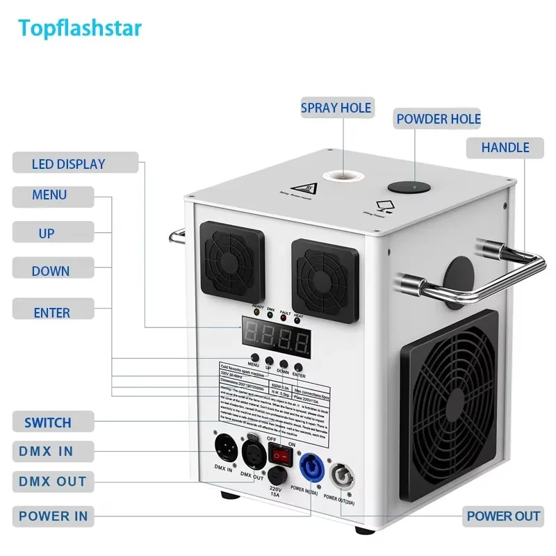 Wholesale 700W Cold Sparkler Wireless Remote Control DMX Cold Spark Machine with Flightcase for DJ Stage Wedding Disco Party