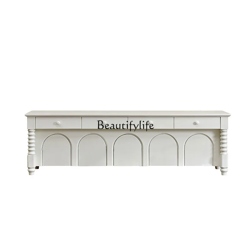 

American light luxury solid wood TV cabinet small apartment