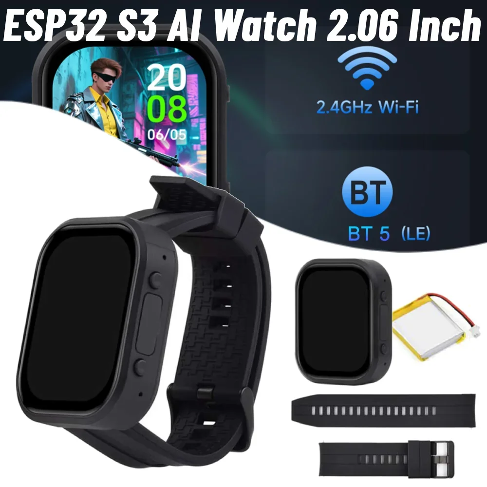 

AI Speech Interaction Touch Screen Programmable Watch with Detachable Strap for ESP-IDF Arduino AMOLED Display Development Board
