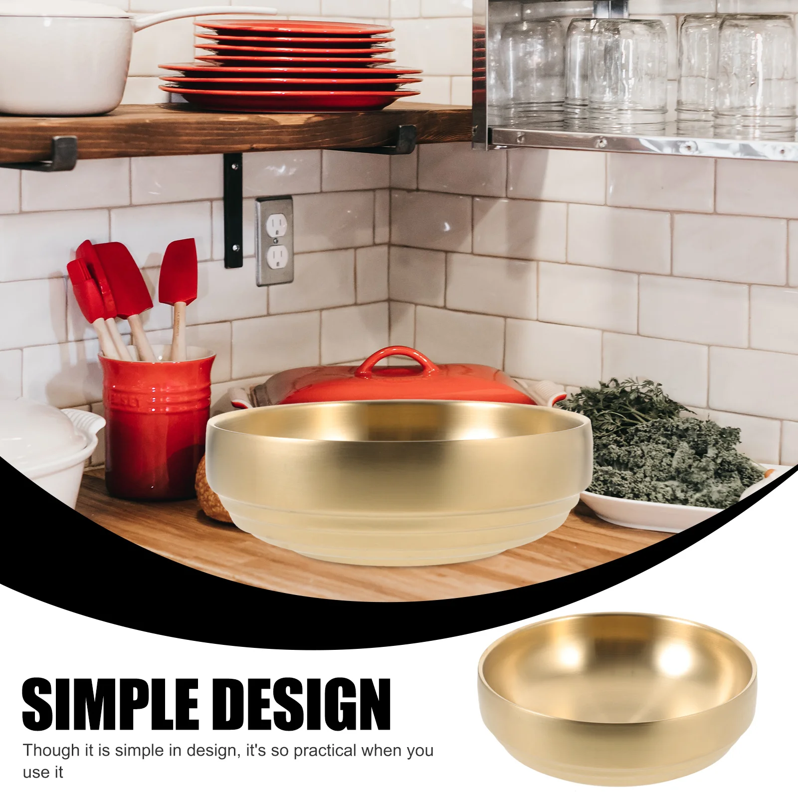 

1Pcs Korean Style Noodle Bowl Stainless Steel Cold Ramen Bowl for Soup Mixed Rice Instant Noodles Multi Purpose Kitchen Dining