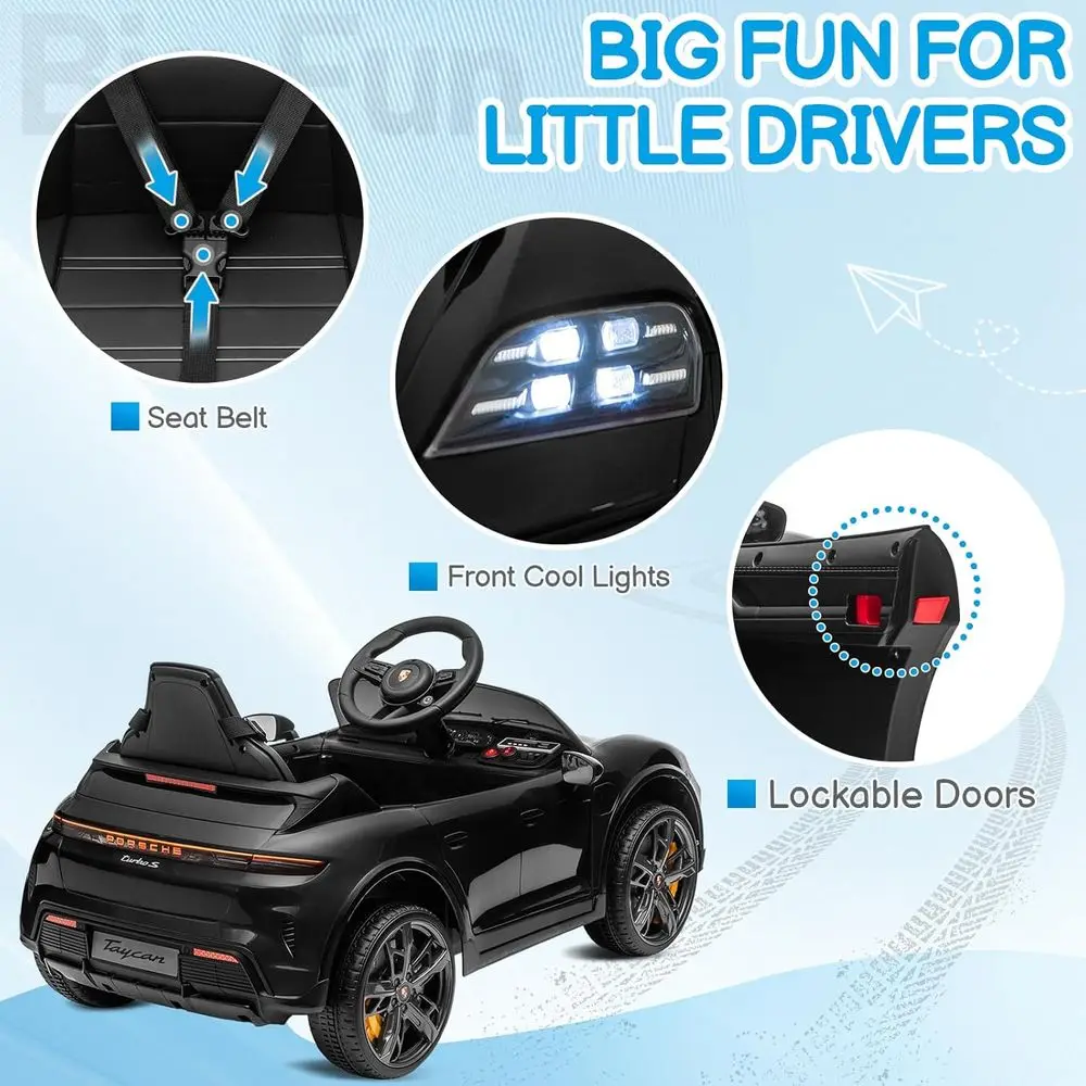 รถยนต์เด็กนั่งขับ 12V รุ่น Porsche Taycan ลิขสิทธิ์แท้ สำหรับเด็กเล็ก รถยนต์ไฟฟ้าขับเคลื่อนด้วยแบตเตอรี่ พร้อมรีโมทคอนโทรล