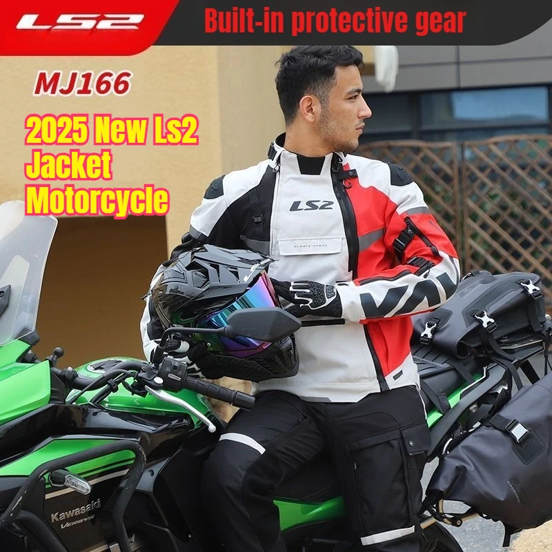 

2025 New Ls2 Jacket Motorcycle Ce Level 2 Waterproof Suit with Detachable Raincoat MJ166 for Motocycling Travel for Man 오토바이 방한복