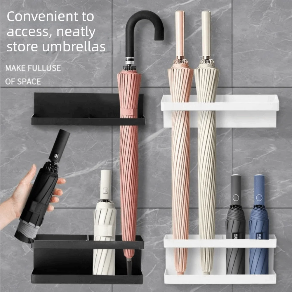 No-Drill Umbrella Rack Drip Tray Magnetic Suction Wall Mounted Umbrella Holder Minimalist Modern Adjustable Height