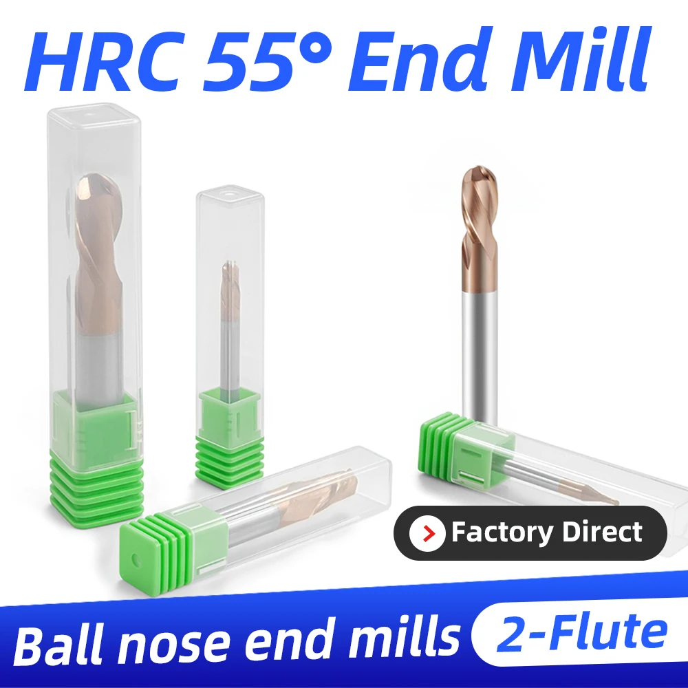 

ГОТОВЫЙ АКЦИЯ! Фреза с ЧПУ из вольфрамовой стали с покрытием из сплава HRC55, 2-зубые сферические концевые фрезы, размер инструмента R8x32x150 R10x40x100