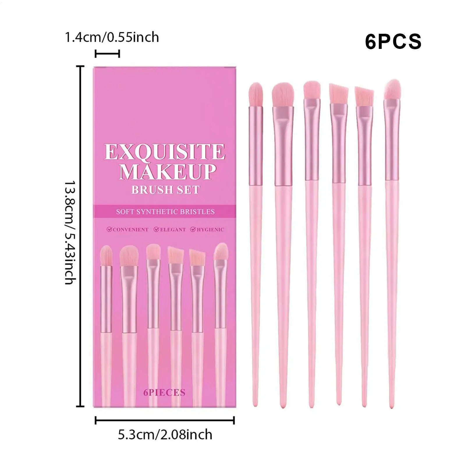 Zestaw 6 pędzli do makijażu oczu z miękkim włosiem, pędzle do makijażu twarzy, pędzle do cieni do powiek do pudru, kremu, blendowania dla kobiet i dziewcząt.