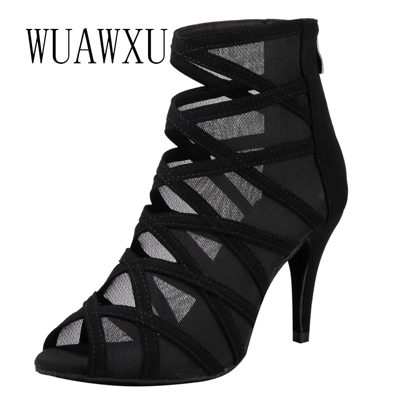 

NATASHA2023 New Black Latin Dance Shoes Women's High Heels Sexy Performance Shoes Performance Party Dance Shoes 10cm