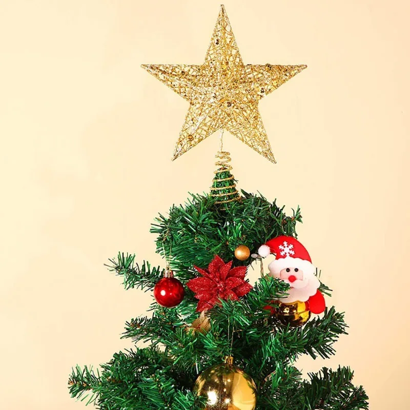 Christmas Tree Glitter Star Topper Exquisite Glowing Pendant Xmas Tree Topper New Year's Eve Decorations Christmas Ornaments