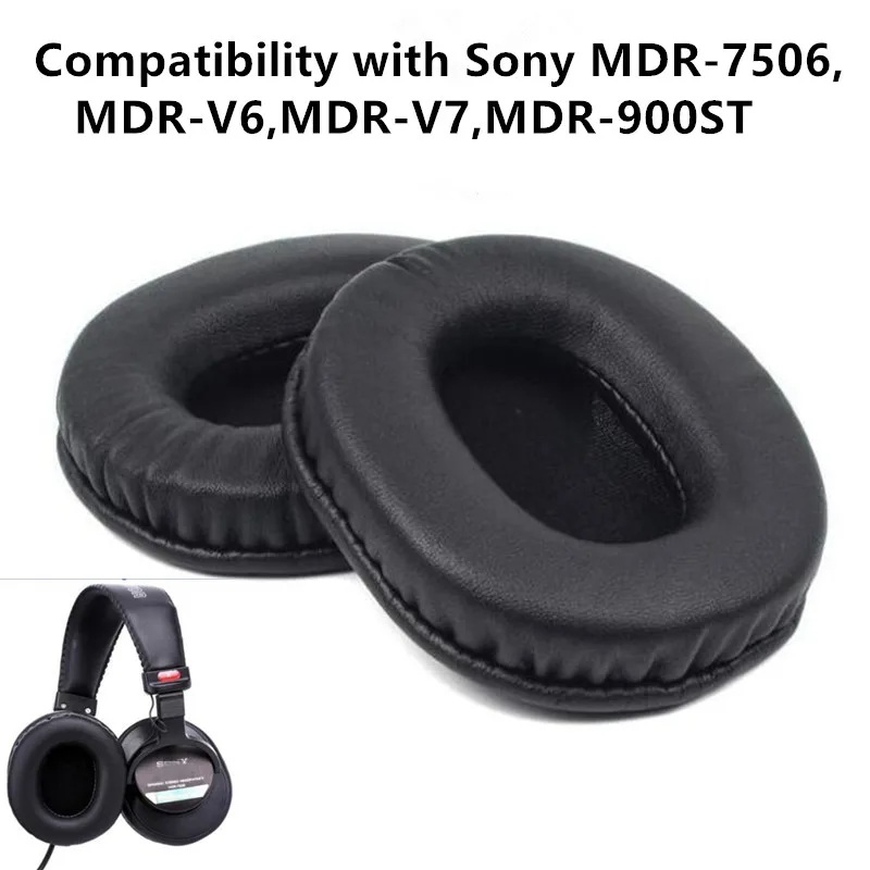 Ear Pads Cushions Replacement, Compatible with Sony MDR-7506/MDR-V6/MDR-V7/MDR-CD900ST Headphone, Softer Protein Leather Earpads