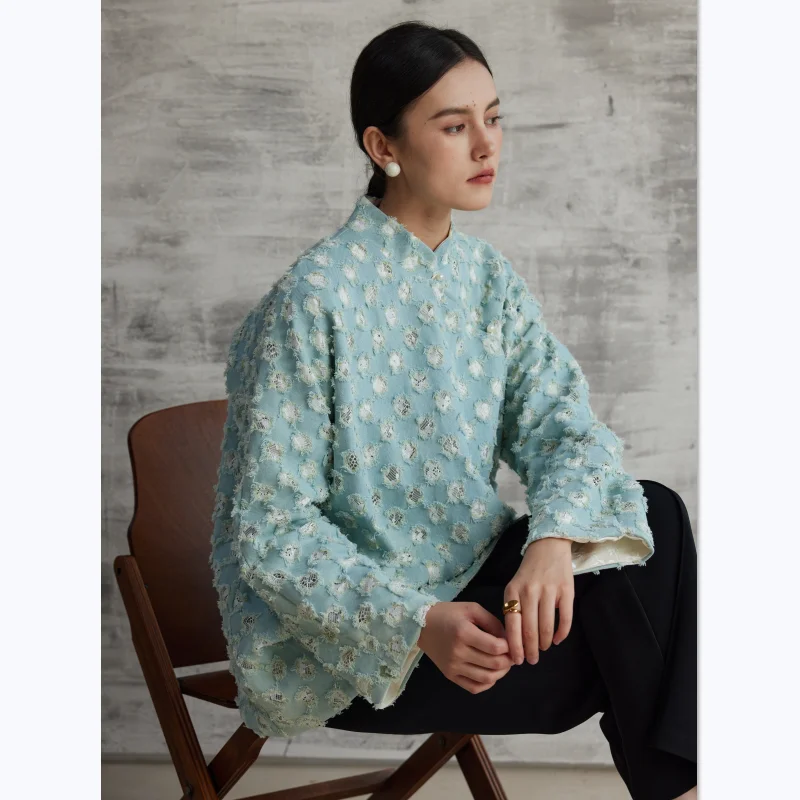 

Женская двусторонняя джинсовая хлопковая куртка Taoran в традиционном китайском стиле, халат с флагом, молодежный топ для чайной церемонии в стиле дзен