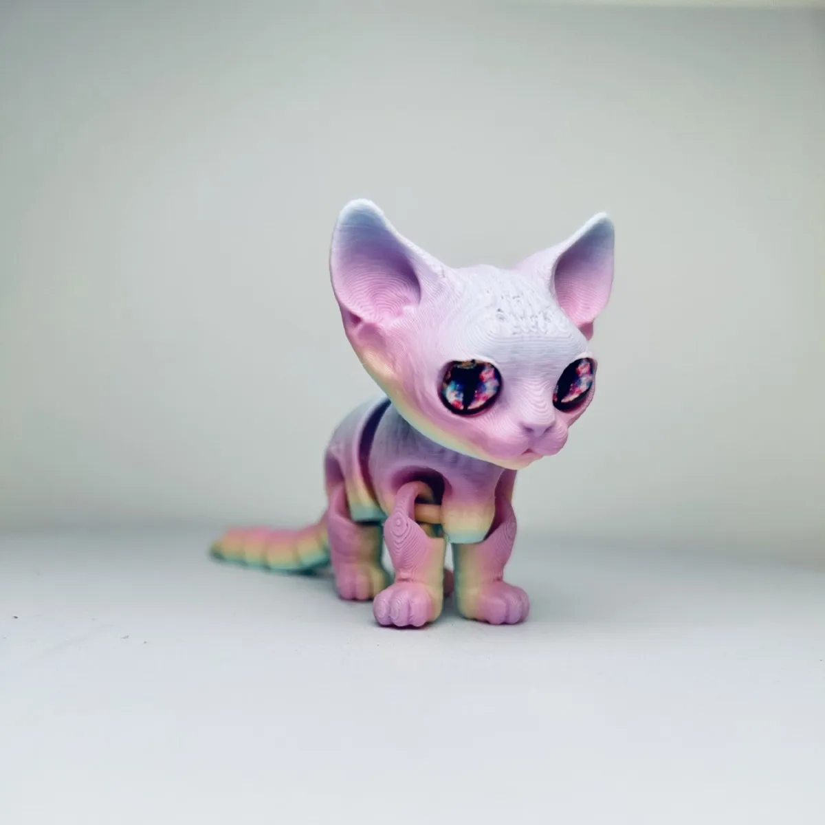 Gato siamés impreso en 3D, juguete para aliviar el estrés con articulación móvil, modelo de animales de gato bonito, figura de adorno de escritorio, juguete para adultos y niños, regalo