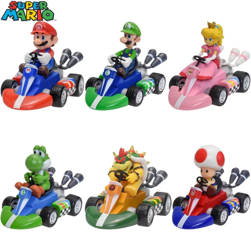 سوبر ماريو التراجع سيارات العربة الأميرة الخوخ يوشي العلجوم ألعاب شخصيات الحركة حمار كونغ لويجي بولي كلوريد الفينيل نموذج لجسم دمى الهدايا