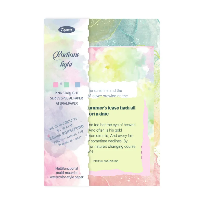 Pastel Star Series Vintage aquarel Smudge landschap materiaal papier creatieve DIY Junk Journal Collage Scrapbook briefpapier